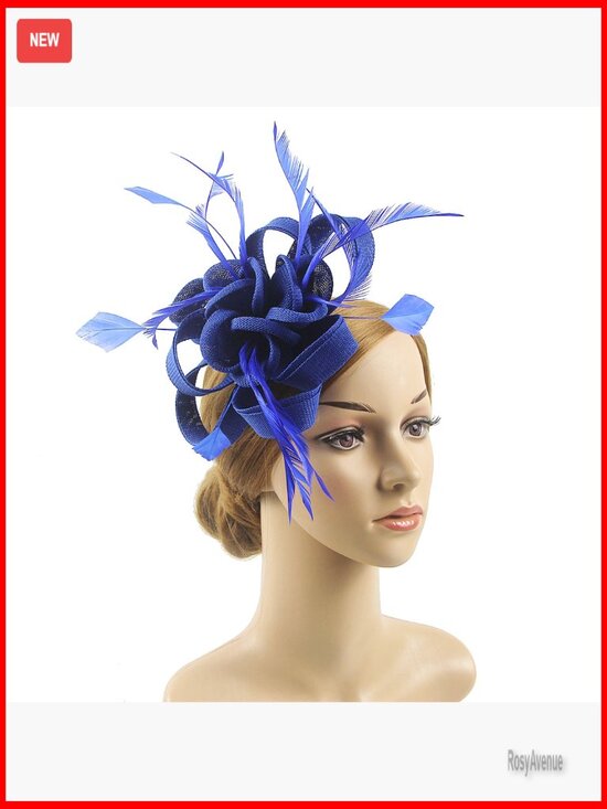 Handmade Derby Fascinator Hat with Feathers, Adjustable Headband & Clips
